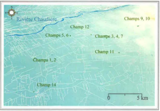 Figure 9 : Localisation des sites expérimentaux dans ArcGIS 
