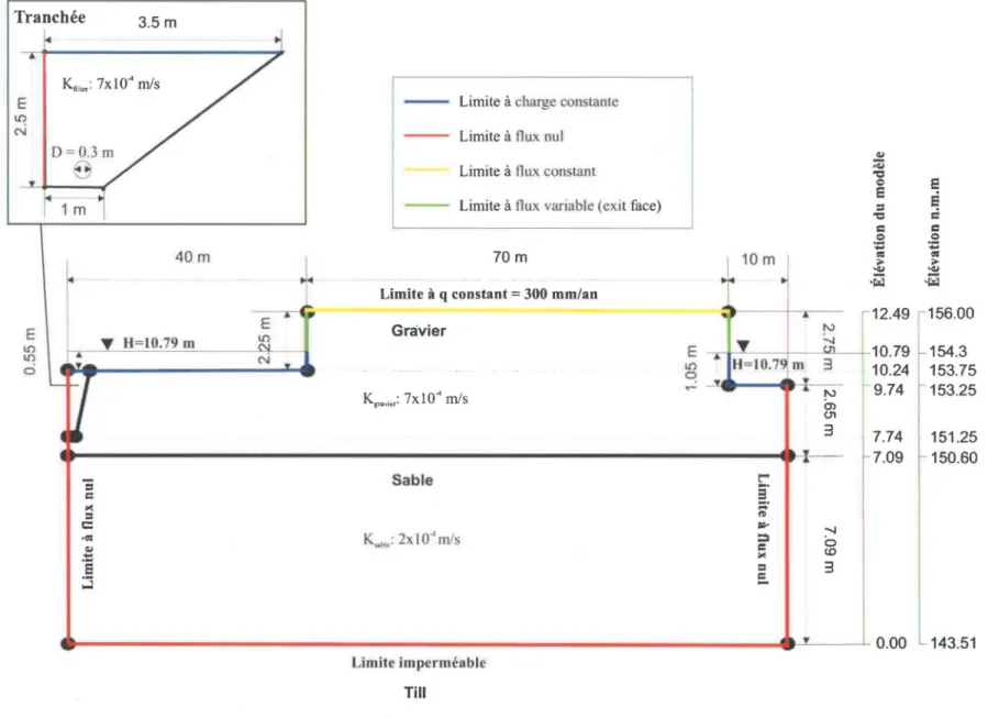 Figure 5 : Section transversale typique schématisée pour les fins de la modélisation 