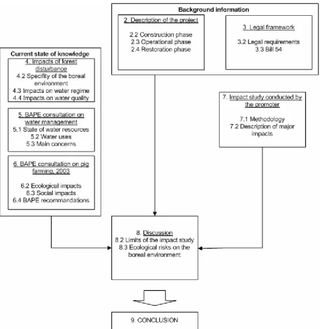 Figure 1.1   Schematic representation of the report. 