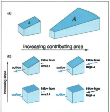 Figure  2.2 : Influence of local slope and contributing area on the water balance of a catchment 