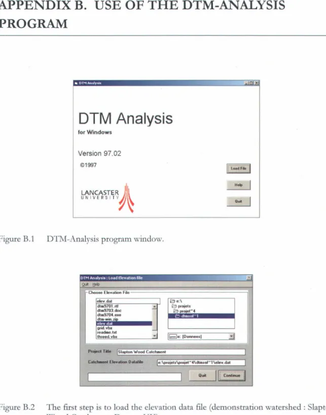 Figure B.l  DTM-Analysis program window. 