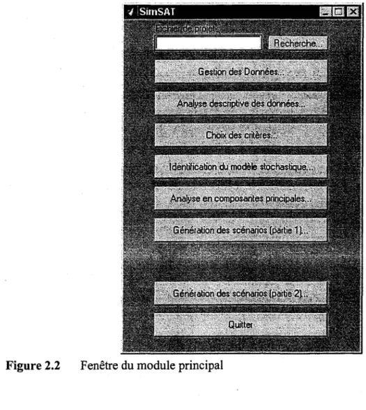 Figure 2.2  Fenêtre du module principal 