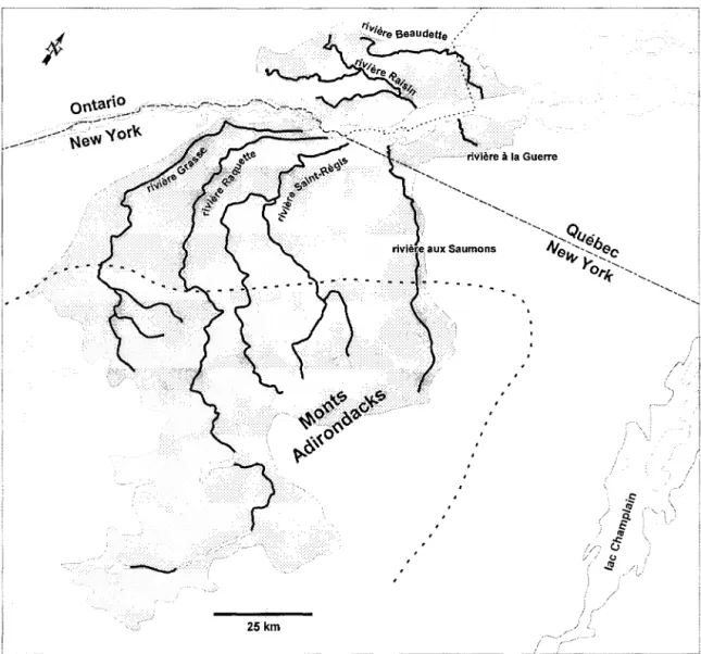 Figure 6 : Bassins de drainage des tributaires secondaires du  lac Saint-François 