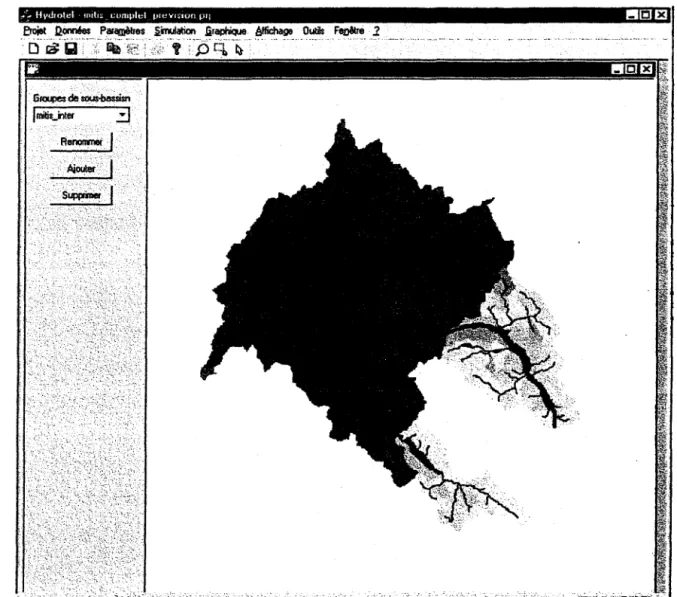 Figure 5.2  Fenêtre  de  l'interface  graphique  permettant  la  construction  de  groupes  de  sous-bassins