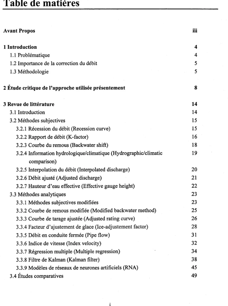Table de matières 