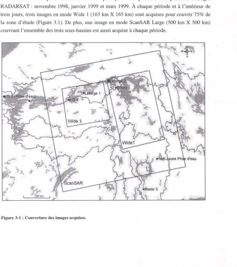 Figure 3-1 : Couverture des images acquises. 