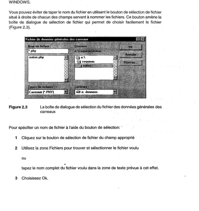 Figure 2.3  La boîte de dialogue de sélection du fichier des données générales des  carreaux 