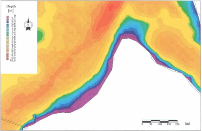 Figure 7 : Depth in  the vicinity of Clark Island for the validation  of the reference state