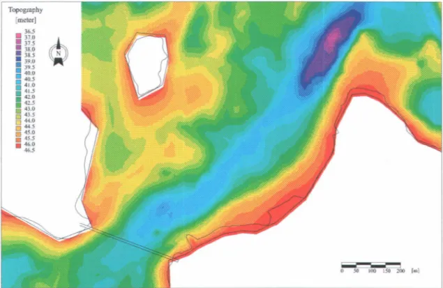 Figure 11  : Actual topography of the northwest shoreline of Clark Island. 