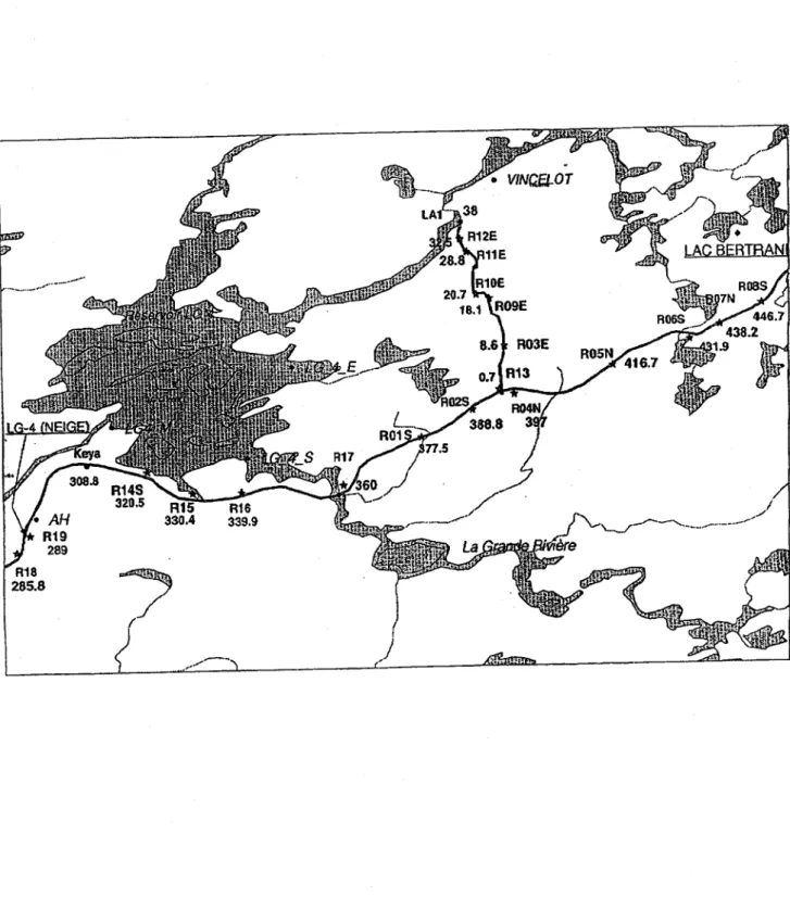 Figure 2.1  Localisation  des sites  de  mesures 