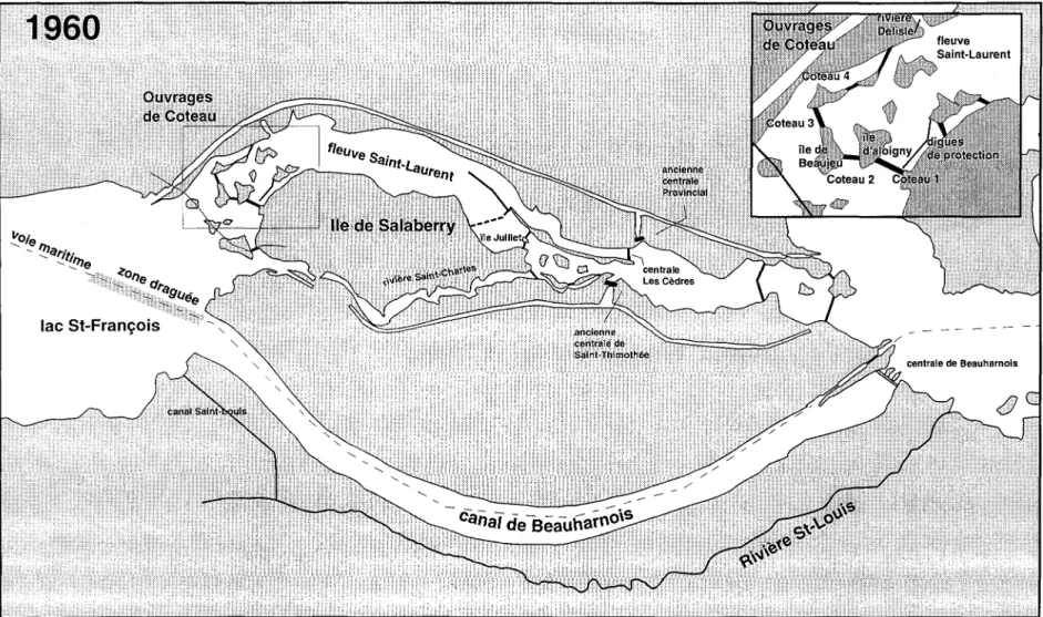 Figure  3.3  : Section  des  rapides  de Soulanges vers  1960. Les grands travaux sont terminés