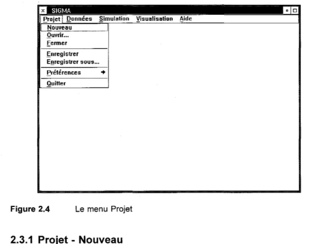 Figure 2.4  Le  menu  Projet 
