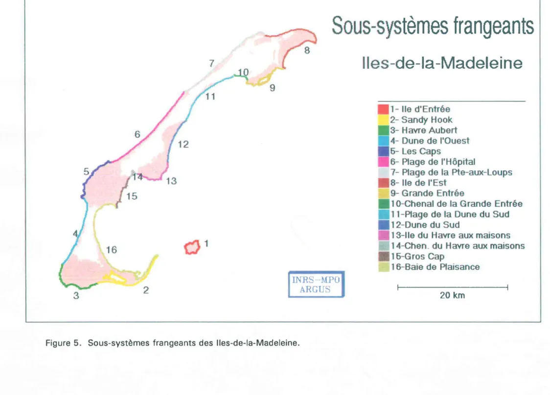 Figure  5.  Sous-systèmes  frangeants  des  lIes-de-la-Madeleine. 