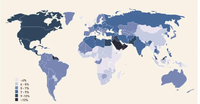 Figure 1. Prévalence du diabète dans le monde en 2010 