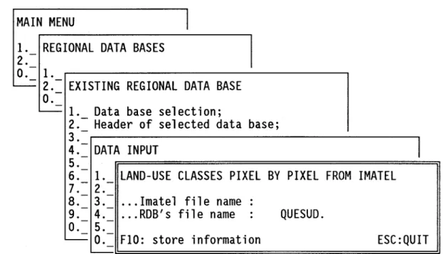 FIGURE 2.11  Sub-menu #1.2.4.1:  land-use classes pixel  by pixel fram IMATEL. 