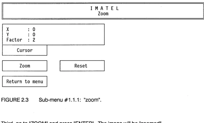 FIGURE  2.3  Sub-menu #1.1.1:  "zoom". 