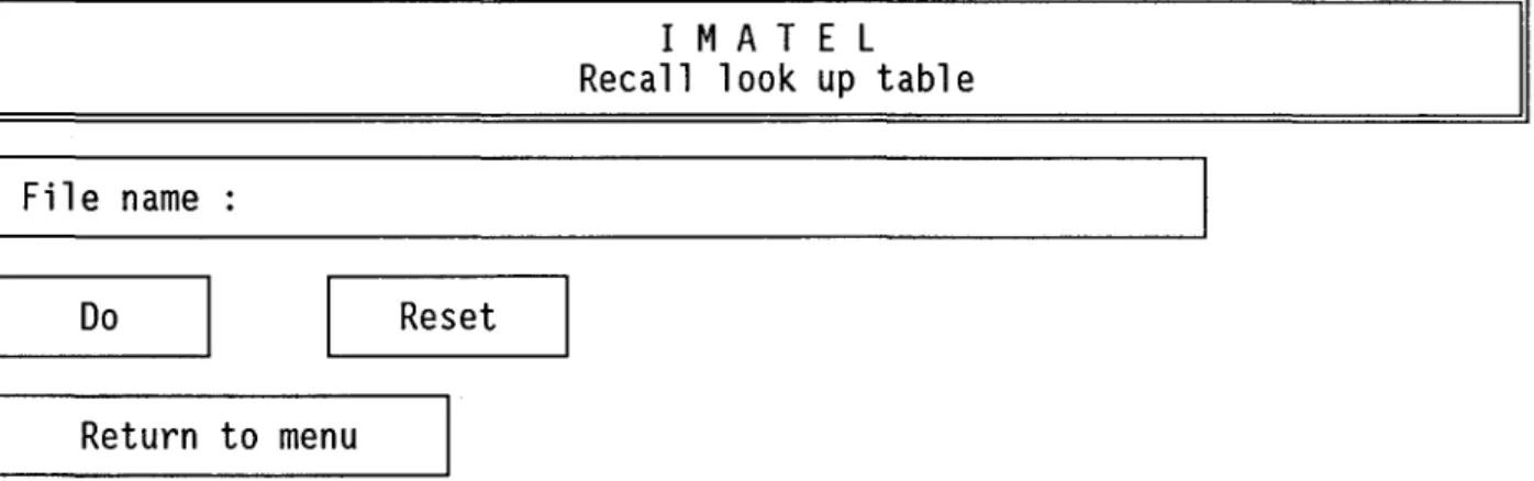 FIGURE 2.15  Sub-menu #1.4.3:  "recaillook up table". 