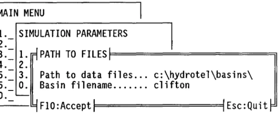 Figure 2.5  Sub-menu #1.1:  paths to files. 