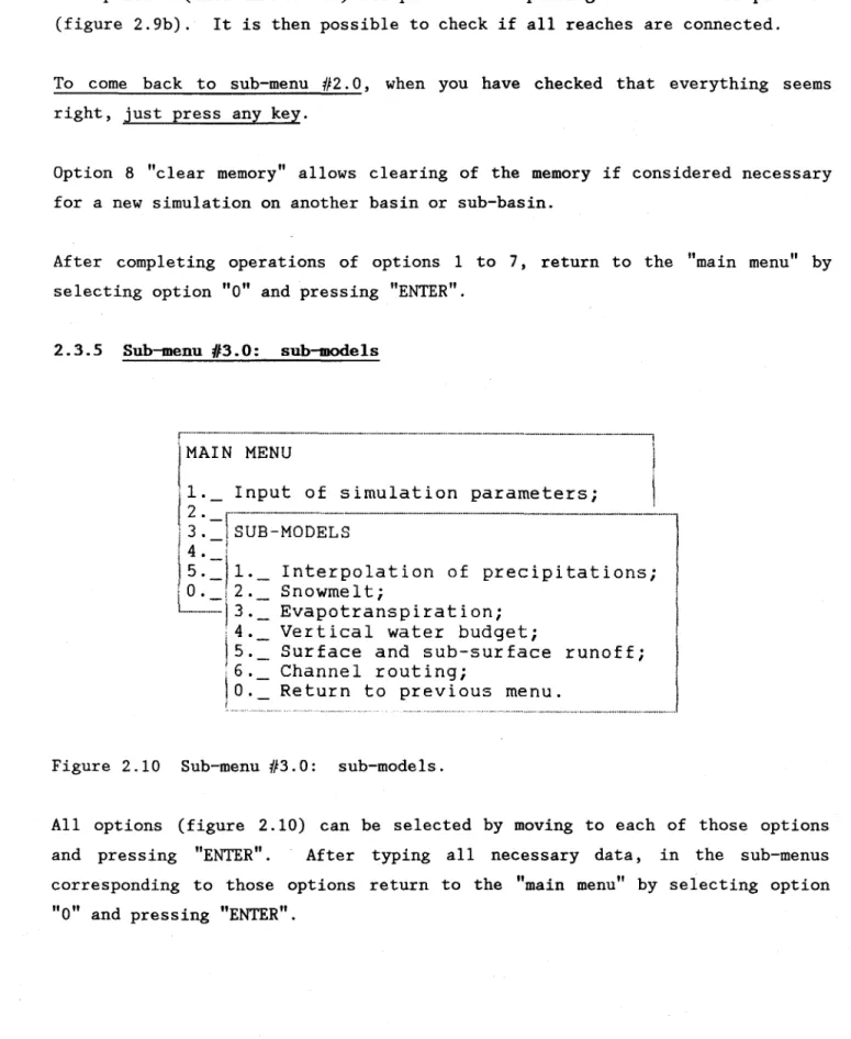 Figure  2.10  Sub-menu  #3.0:  sub-models. 