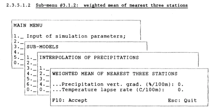 Figure  2.13  Sub-menu  #3.1.2:  weighted  mean  of  nearest  three  stations. 