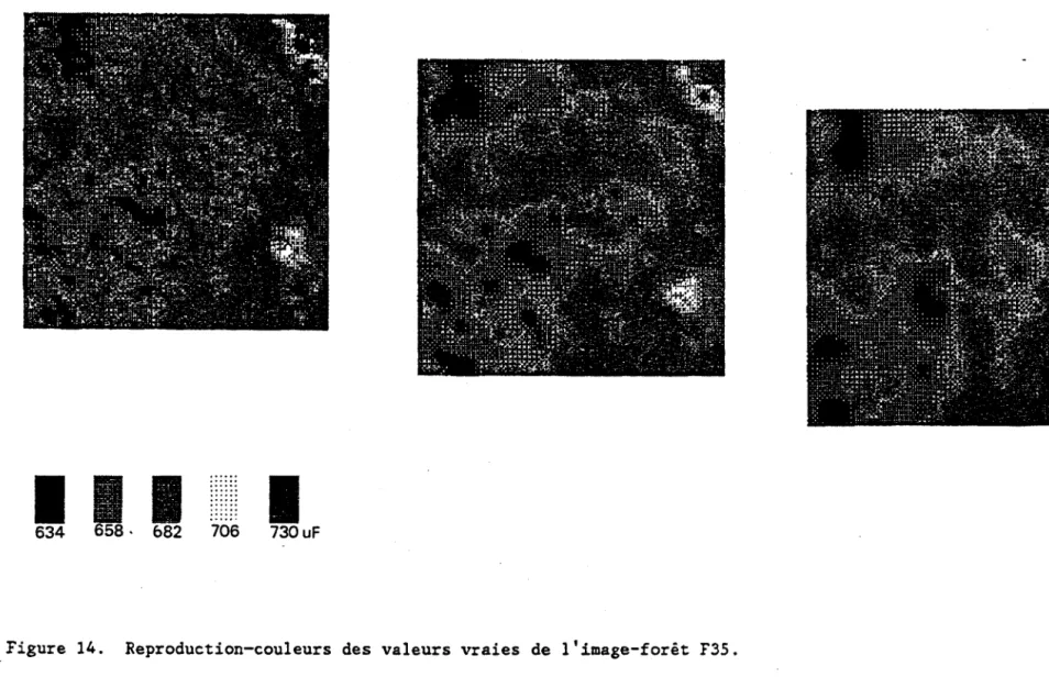 Figure  15.  Reproduction-couleurs  des  valeurs  krigées  de  l' image-forët  F35  basées  sur  320  échantillons