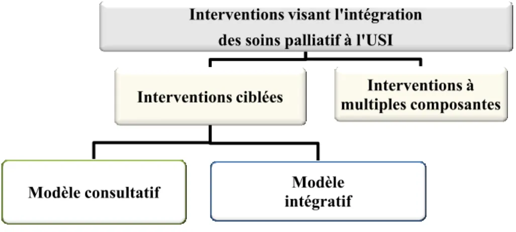 Figure 1. Interventions visant l’intégration de l’approche palliative à l’USI. 