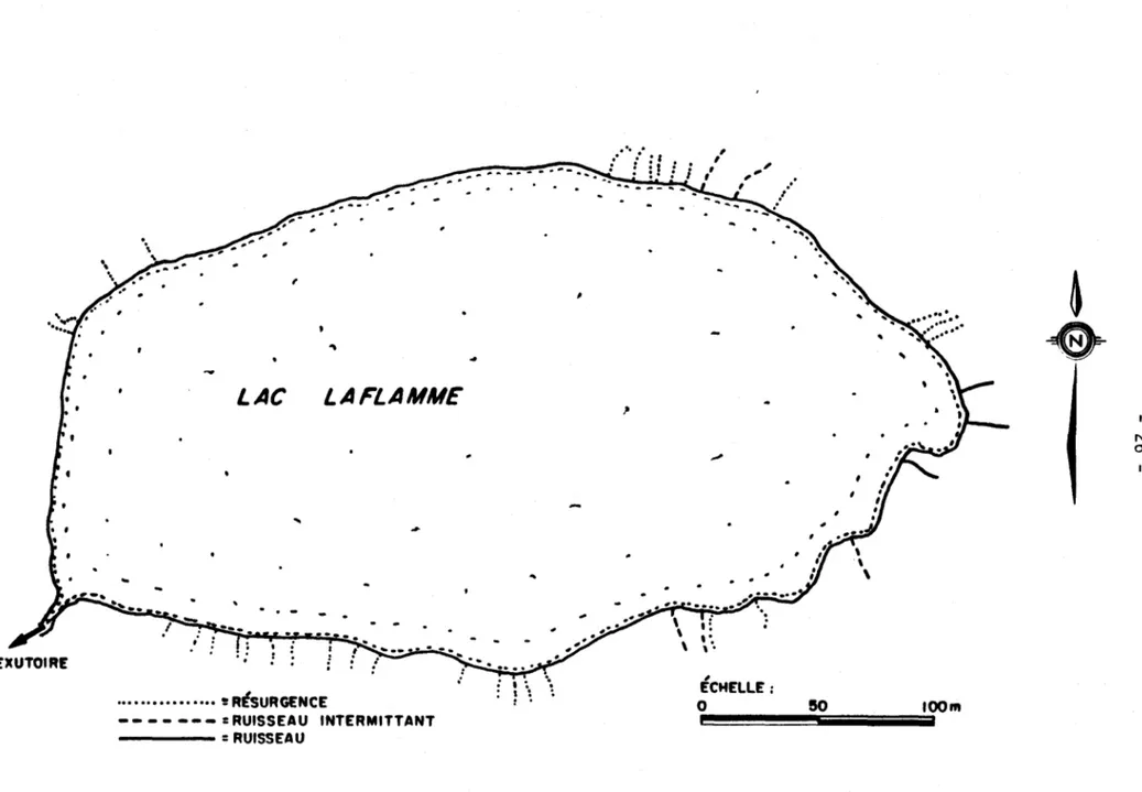 Figure  12:  Ruisseaux  et  r~surgences  sur  le  pourtour  du  lac  laf1amme 