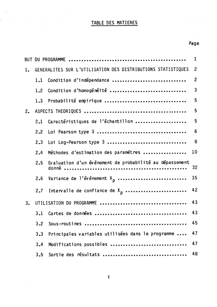 TABLE  DES  MATIERES 