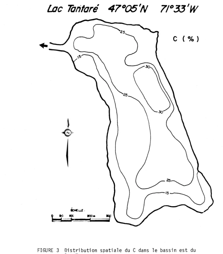 FIGURE  3  Distribution  spatiale  du  C dans  le  bassin  est  du  lac  Tantaré. 