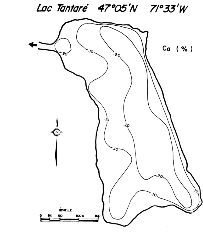 FIGURE  5  Distribution  spatiale  du  Ca  dans  le  bassin  est  du  lac  Tantaré. 
