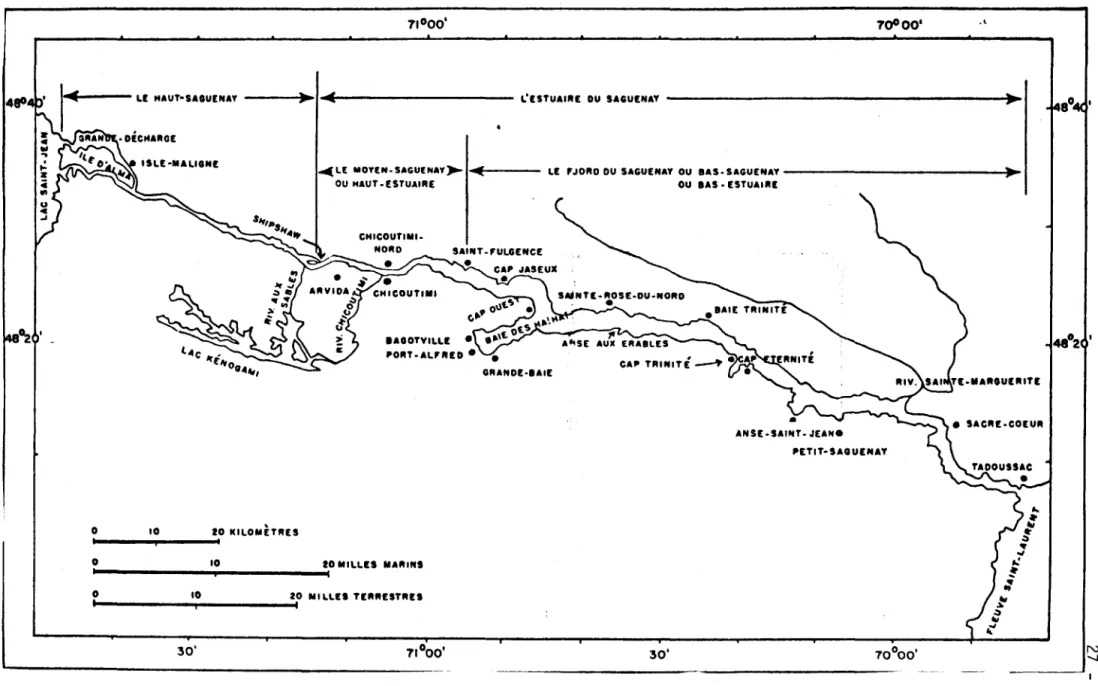 Figure  17:  ~ivisions  physiographiques  de  la  rivière  Saguenay  Source:  Orainville,  1968, 