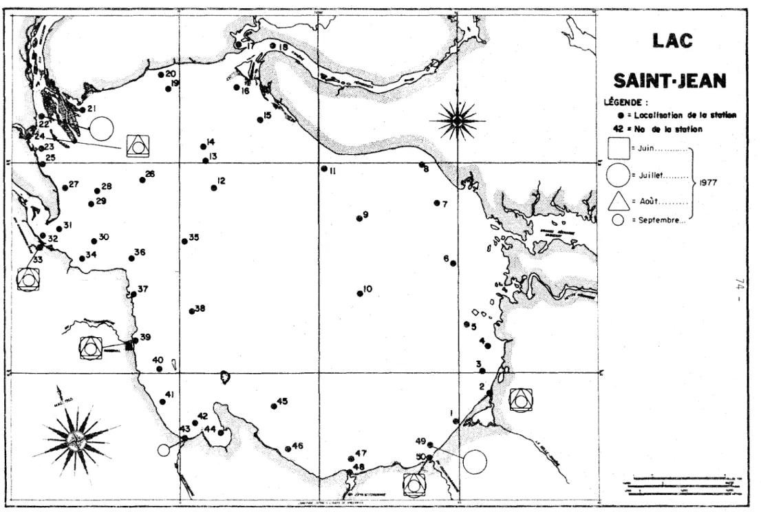 Figure 4.13  .TIC~  stations  où  ce  poram&amp;1re  dépassait  généralement  10  norme  3.0ppm  CoC03  pendant  un  ou  plusieurs  mois  durant  l'été  1977