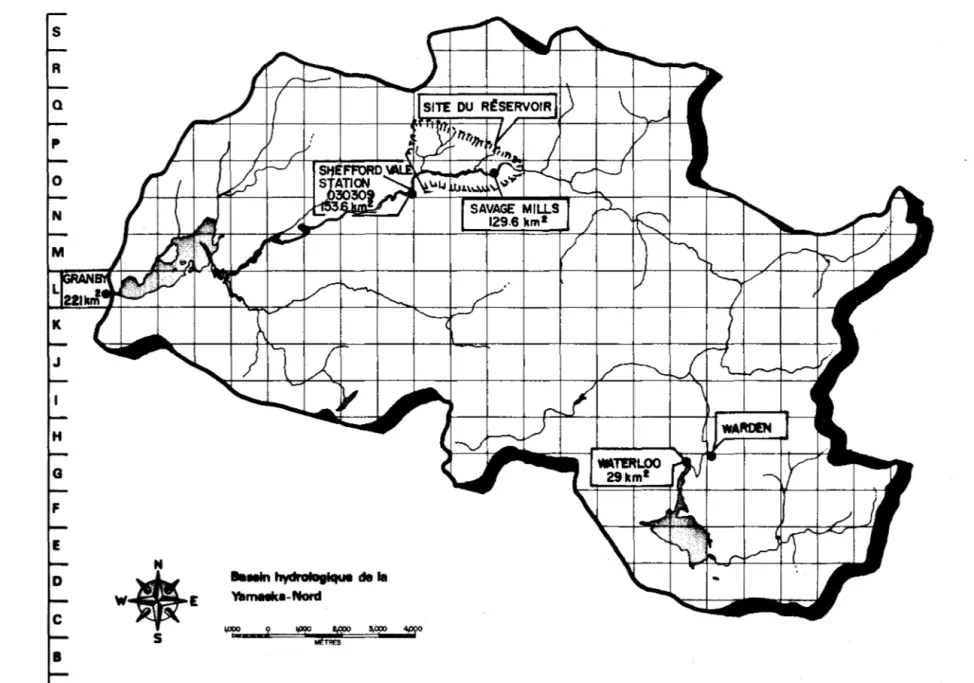 Figure  1. 1.  1 .  Localisation  des  plans  d'eau  du  bassin  de  la  Yamaska -Nord  et  de  la  station  hydrométrique  de  Shefford  Va le  