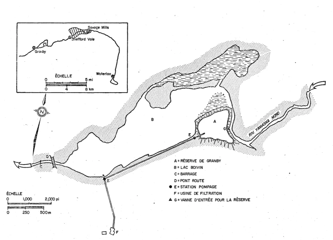 Figure  1.3.  1.  Carte  du  lac  Boivin  ·et  de  la  Réserve  de  Granby 