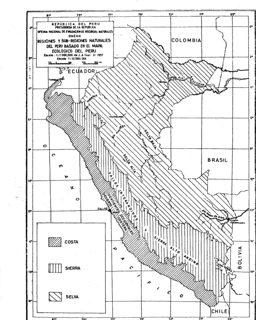Figure  2.1:  Régions  naturelles  du  Pérou. 