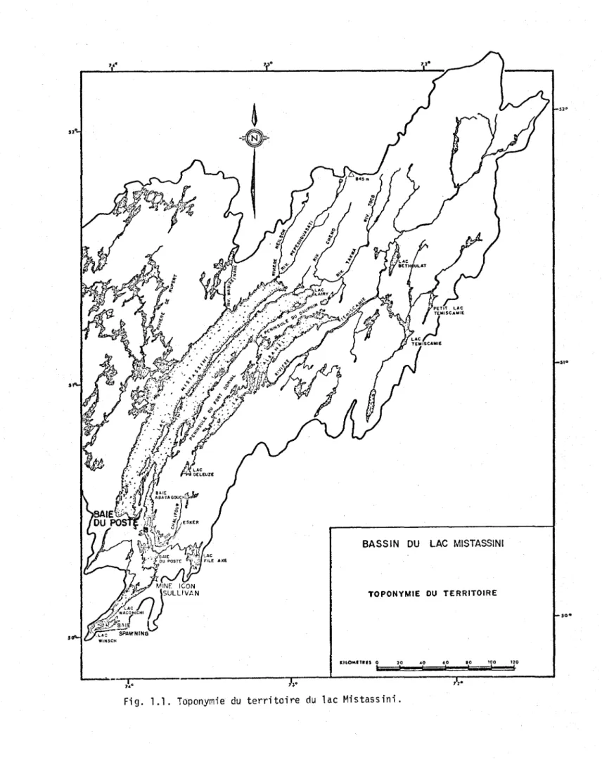 Fig.  1.1.  Toponymie  du  territoire  du  lac  Mistassini. 
