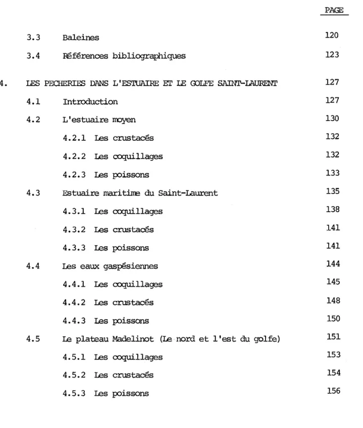 TABLE  DES  MATIERES  (Suite)  4.  3.3 3.4  Baleines  Références  bibliographiques 