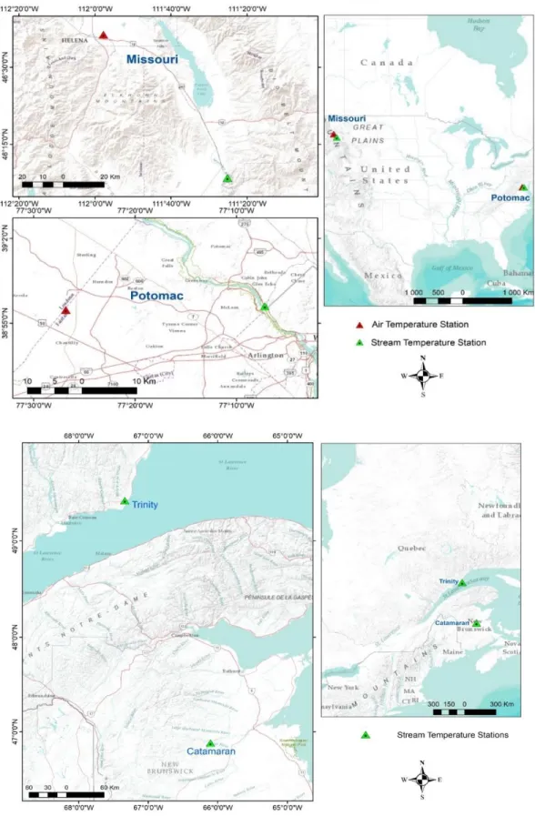 Figure 4.1: Geographic locations of hydrometric and meteorological stations