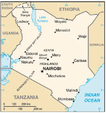 Figure 3.1 Kenya (tiré de CIA, 2011)  3.2 État de l’environnement  