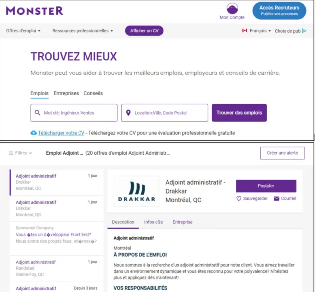Figure 3.5 : Site Internet Monster 