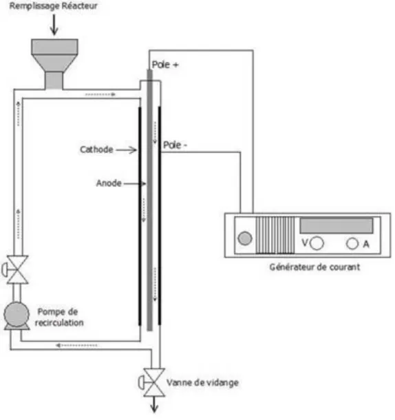 Figure 2 : Vue schématique du réacteur d’électrocoagulation. 