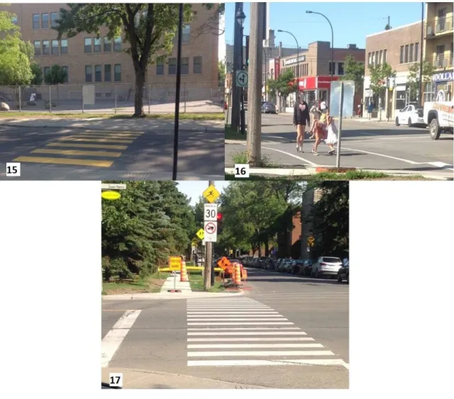 Figure 3.12 Selected crosswalks around Gabriel-Sagard Park 