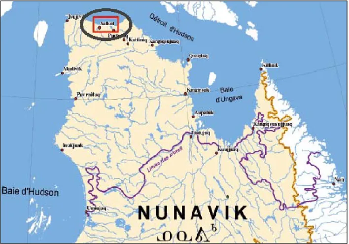 Figure 1.1   Localisation géographique du village de Salluit (MERN, 2012)   