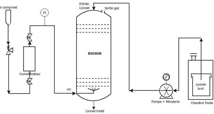 Figure 1-5   Structure schématique de l’installation de la colonne de biofiltration 