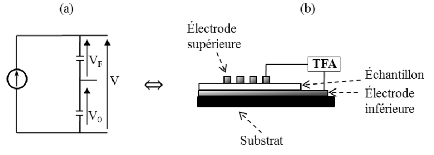 Figure  11 :  Géométrie  standard  permettant  la  mesurer  de  la  polarisation  macroscopique  d’un  matériau  ferroélectrique
