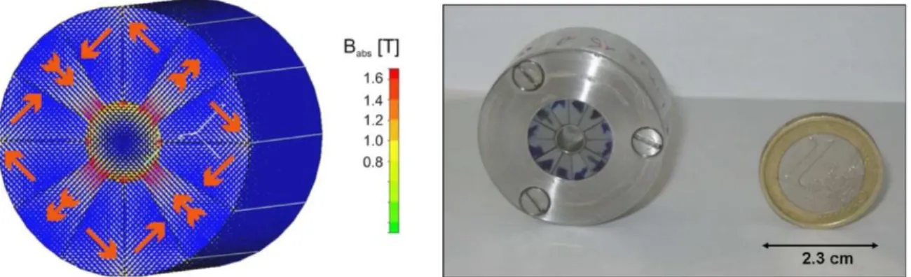 Fig. 10 – Schematic view and photograph of the 12 segment design of the PMQ developed by Eichner et al