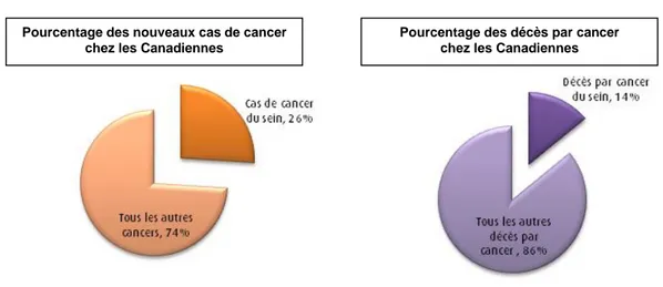 Figure 1.1   Statistiques sur l’incidence et la mortalité du cancer du sein, au Canada