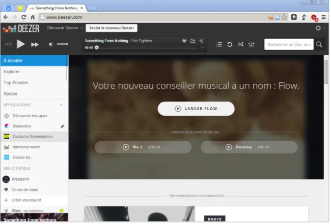 Figure 5a — Interface de Deezer (octobre 2014) 