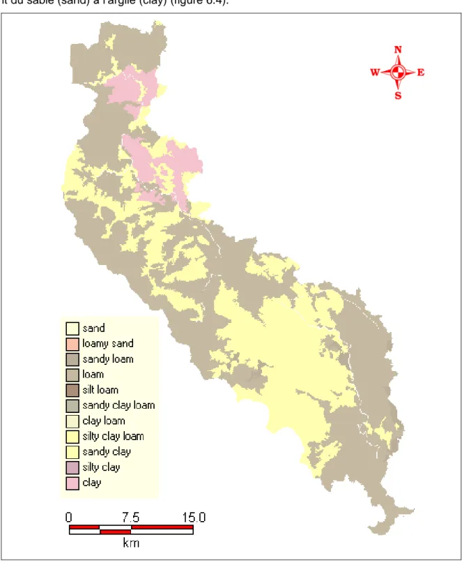 Figure 6.4 : Traitement des données de type de sol pour le bassin versant de la rivière  Cong (1961-1970) 