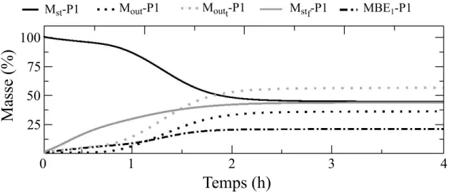 Figure 3: Bilan de masse obtenu avec les vitesses Galerkin P 1 pour le premier cas test´ e.